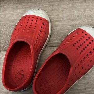 Native Shoes Red and White Water Shoes with Ventilation